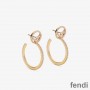 F is Fendi Circular Earrings In Crystals Metal Gold