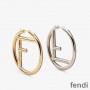 F is Fendi Hoop Earrings In Metal Gold/Palladium