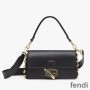 Fendi Baguette Bag In Calf Leather with Fendace Pin Brooches Black