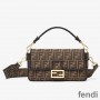 Fendi Baguette Bag In FF Motif Fabric Brown