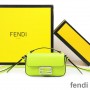 Fendi Baguette Phone Pouch In Nappa Leather and Fabric Green