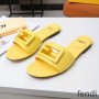 Fendi Baguette Slides Women Leather Yellow