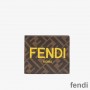 Fendi Bi-fold Wallet In ROMA Logo FF Motif Fabric Brown