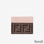 Fendi Card Holder In FF Motif Nappa Leather Pink