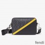 Fendi Compact Camera Case In FF Motif Fabric Black/Yellow