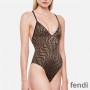Fendi Crisscross Swimsuit Women FF Vertigo Motif Lycra Brown/Black