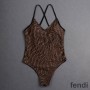 Fendi Crisscross Swimsuit Women FF Vertigo Motif Lycra Brown