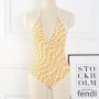 Fendi Crisscross Swimsuit Women FF Vertigo Motif Lycra Yellow