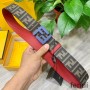 Fendi Enamel FF Buckle Reversible Belt In FF Motif Fabric and Calfskin Brown/Blue