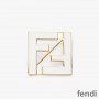 Fendi FF Brooch In Enameled Metal White