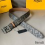 Fendi FF Buckle Reversible Belt In FF Motif Fabric and Calfskin Brown/Silver