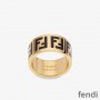 Fendi FF Ring In Enamel Metal Black/Gold