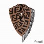 Fendi FF Triangle Scarf In Cashmere Brown