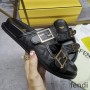 Fendi Feel Slides Unisex FF Motif Fabric Black
