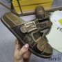 Fendi Feel Slides Unisex FF Motif Fabric Green