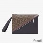 Fendi Flat Pouch In FF Motif Fabric Brown/Coffee