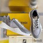 Fendi Flow Sneakers Men FF Motif Fabric and Suede Grey