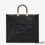 Fendi Large Sunshine Shopper Bag In ROMA Logo Calf Leather Black