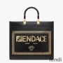 Fendi Medium Sunshine Shopper Bag In Fendace Logo Calf Leather Black