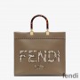 Fendi Medium Sunshine Shopper Bag In Python ROMA Logo Calf Leather Grey