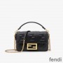 Fendi Mini Baguette Bag In FF Motif Nappa Leather Black