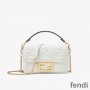 Fendi Mini Baguette Bag In FF Motif Nappa Leather White