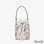 Fendi Mini Mon Tresor Bucket Bag In FF Graffiti Motif Leather White