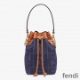 Fendi Mini Mon Tresor Bucket Bag In FF Motif Canvas Blue