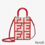 Fendi Mini Sunshine Shopper Bag In Fendi Roma Capsule Leather Red/White