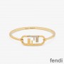 Fendi O'Lock Oval Bracelet In Crystals Metal Gold