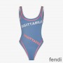 Fendi Reversible Swimsuit Women Astrology Logo Motif Lycra Blue