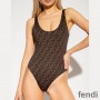 Fendi Reversible Swimsuit Women FF Motif Lycra Brown/Sky Blue