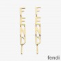 Fendi Signature Drop Earrings In Metal Gold