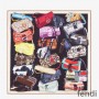 Fendi Square Scarf In Baguette Graphic Silk Black