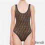 Fendi Swimsuit Women FF Motif Lycra Brown/Black