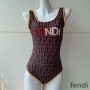 Fendi Swimsuit Women Logo FF Motif Lycra Brown/Yellow