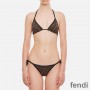 Fendi Triangular Bikini with Ties Women FF Motif Lycra Brown/Black