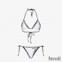 Fendi Triangular Bikini with Ties Women Joshua Vides Motif Lycra White