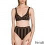 Fendi Underwear Set Women Vichy Pequin Motif Lycra Brown