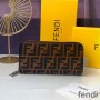 Fendi Zip Around Wallet In FF Motif Nappa Leather Coffee